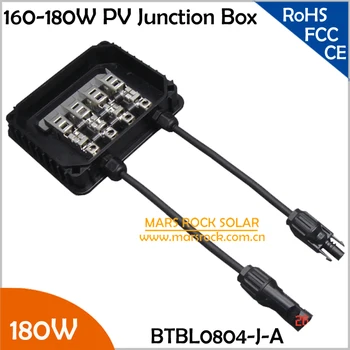 2pcs/Lot 160-180W Solar Power Junction Box, 3 Diodes (10A), MC4 Connector, 90cm Cable, IP65 Waterproof,Electrical Connector 180W