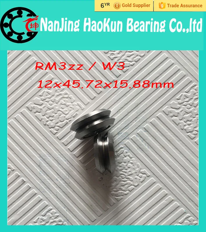 2pcs RM3ZZ / W3 12*45.72*15.88 mm v wheeles W Groove Sealed Ball Bearing