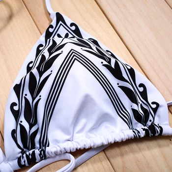 BANDEA low Waist Bikinis Swimsuit 2016 Halter Backless white and black Biquini Swimwear Female Print Hot Beach Bathing Suit 502