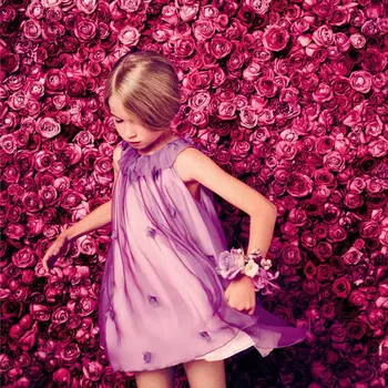 L&D 3~7 Years Girls Dresses, Brand Sleeveless Baby Girl Dress, Purple Flower Children Girl Clothes 2016 Fashion Clothing