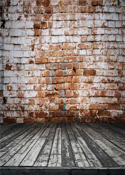 Brick Wall Photography Backdrops Vinyl Photo Props for Studio Retro Background Wooden Floor 5x7ft or 3x5ft Jieqx069
