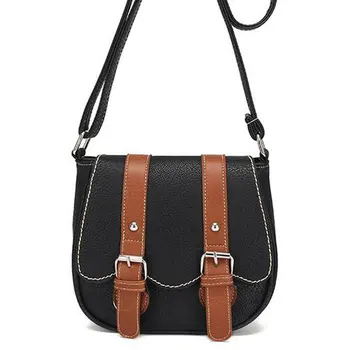 Fashion Double Belt Women Messenger Bags PU Leather Shoulder Bags Crossbody Designer Handbags Saddle Bag 9L03