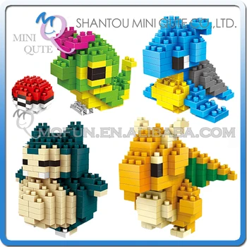 Mini Qute Kawaii 4 styles WISE HAWK boys Anime cartoon Dragonite diamond plastic cube building blocks figures educational toy