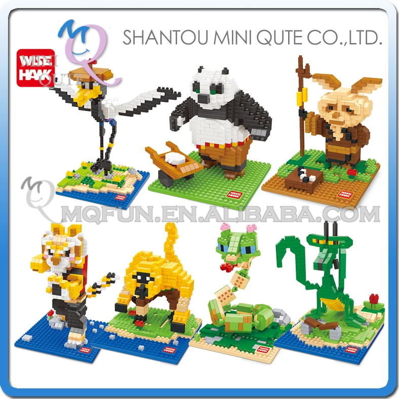 Mini Qute Kawaii WISE HAWK Kung Fu Panda 2 Po Master Monkey building blocks bricks Anime cartoon model figures educational toy