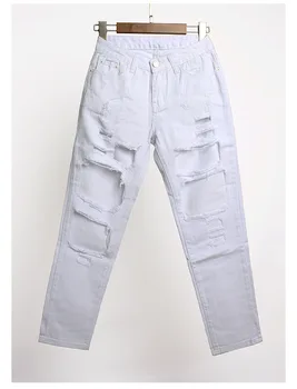 Five color available summer style high waist big ripped boyfriend jeans for woman women calca feminina beach street fashion