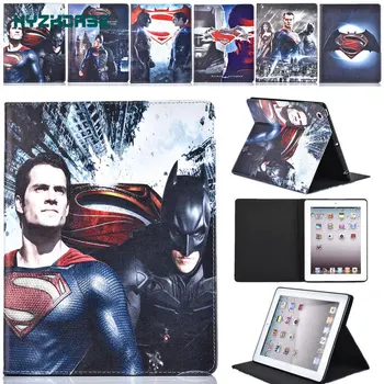 Case For iPad Mini 1&2&3 Super Slim Smart Flip PU Leather Stand Batman VS Superman Pattern For iPad Mini 4 Tablet Cover Shell