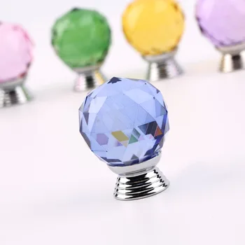 1Pc 3cm Diamond Shape Crystal Glass Knob Cupboard Drawer Pull Handle New