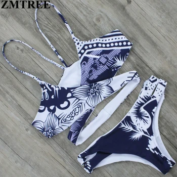 ZMTREE 2017 New Swimwear Bandage Bikini Sexy Hot Bikini Set Women Print Padded Swimsuit Brazilian Biquini Maillot De Bain Femme