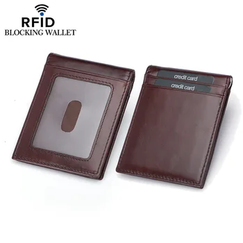 2017 Fashion Cowhide Genuine Leather Men Women Money Clip Magic Wallet Black 2 Fold Clamp for Dollar Credit Card Business Purse