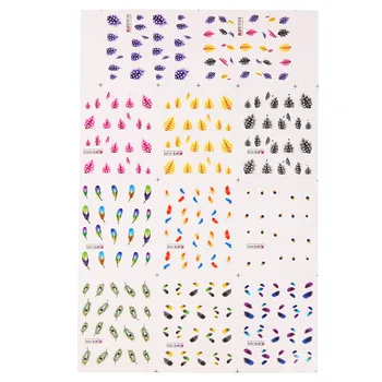 1 Sheet Feather 3D DIY Water Nail Art Decal Stickers Nail Art Decorations Nail Sticker Tips Multi Color Nails Accessoires Tools