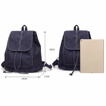 2017 Fashion Soft Denim Women Backpack Drawstring School Bags Travel Bag Small Backpacks Rucksack Bolsas Mochilas Feminina DZ2
