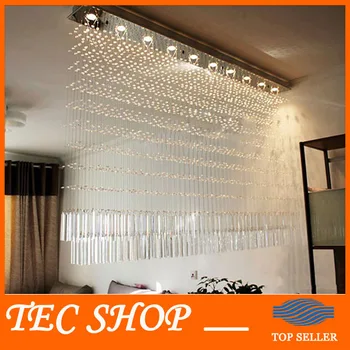 Price JH Luxury K9 Crystal Chandelier Rectangular Cut Crystal Lamp LED Bead Curtain Lights Living Room Restaurant Bedroom