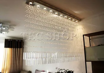 Price JH Luxury K9 Crystal Chandelier Rectangular Cut Crystal Lamp LED Bead Curtain Lights Living Room Restaurant Bedroom