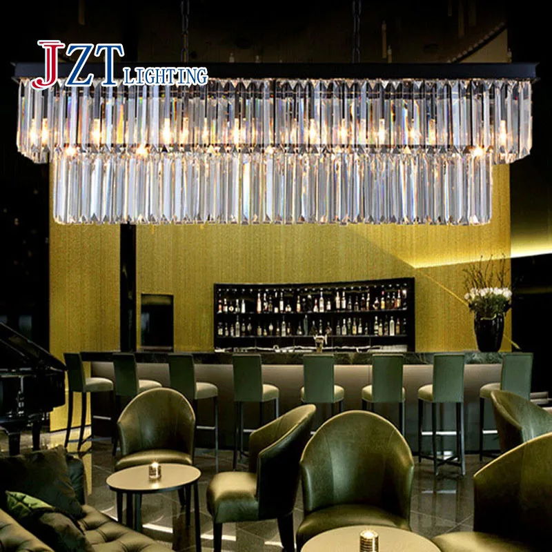 T 2016 New Large E14 LED Crystal Luxury Rectangular Pendant Light Modern Creative Iron Lamps for Dining Room Foyer