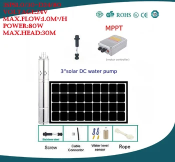 New DC 24v solar agricultural irrigation outdoor borehole brushless water pump 5 years warranty 3SPS1.0/30-D24/80