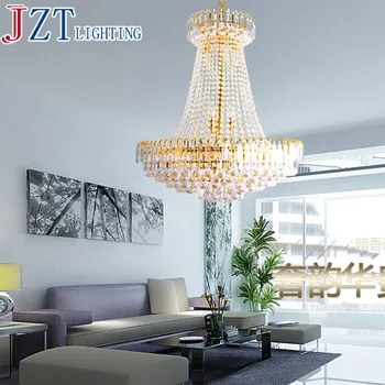 M Europe Modern Luxury Royal Empire Golden Crystal Chandeliers Duplex Stairs Light Fixture K9 Crystal Lamp for Living Room