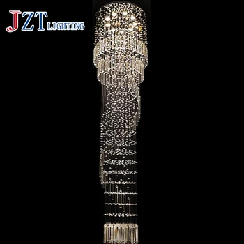 J Price Modern K9 Crystal Chandelier Stair Lamp spiral Living RoomLuxury Long Droplight Engineering Lamps Hotel Club