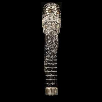 J Price Modern K9 Crystal Chandelier Stair Lamp spiral Living RoomLuxury Long Droplight Engineering Lamps Hotel Club