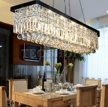 JHHot Crystal Chandeliers Rectangle K9 Crystal Ceiling Lighting Fixtures E14 Modern Restaurant LED Lighting