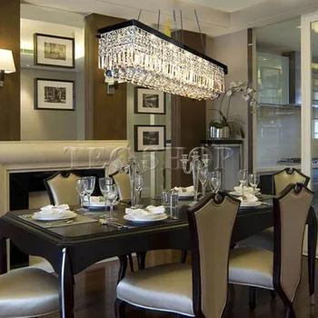 JHHot Crystal Chandeliers Rectangle K9 Crystal Ceiling Lighting Fixtures E14 Modern Restaurant LED Lighting