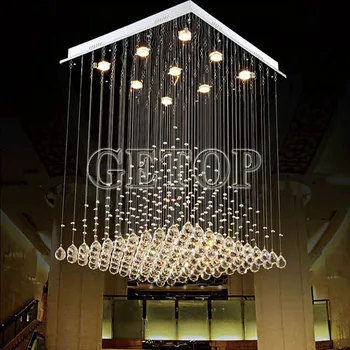 J price fashion Square Crystal chandelier Light Pyramid Shape lustres Lamps k9 Crystal Light for Stair Foyer droplight