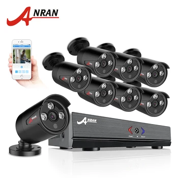 ANRAN 8CH Security Camera System AHD 1080N HDMI DVR 720P 1800TVL IR Outdoor Camera Home Video Surveillance Kits Email Alert