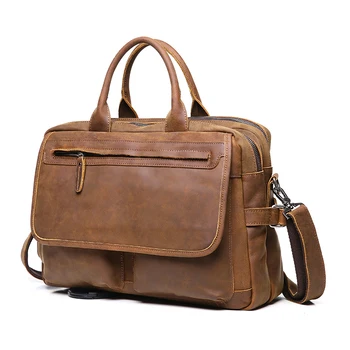 JOYIR men's briefcase crazy horse genuine leather men's business bag vintage messenger shoulder bag for male men briefcase 6367