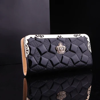 New 2017 Women Wallet Patent Leather Lozenge Lattice Wallet Woman Casual Fashion Designer Wallets Ladies Purses