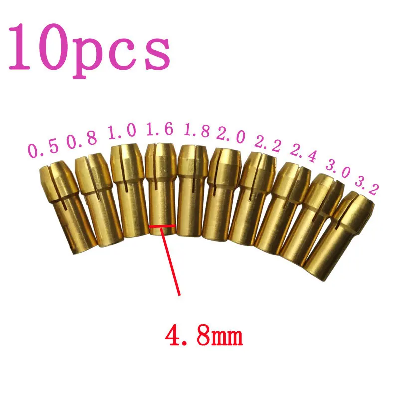 10pcs Electric Grinder Mini Copper Chuck Reed 0.5 mm -3.2 mm Rotary Drill Lock Nut CLH@8