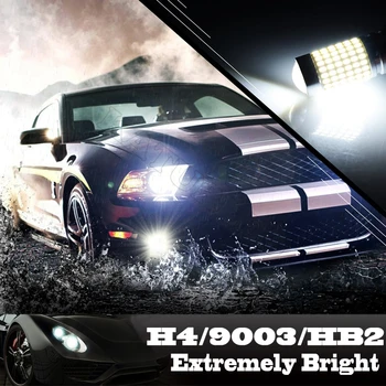 1pcs 1500 Lumens Extremely Bright 144-EX Chipsets H4 9003 HB2 LED Bulbs with Projector for DRL or Fog Lights, 6000K Xenon White