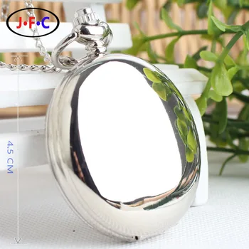 2016 new simple white steel double-sided smooth silver surface quartz pocket watch large retro genuine DS173