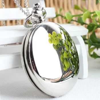 2016 new simple white steel double-sided smooth silver surface quartz pocket watch large retro genuine DS173