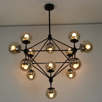 Vintage magic beans DNA Lustres wrought iron industrial Cafe project lamps Nordic Art Deco glass ball MOD pendant hanging lights