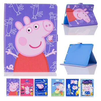 For Coque iPad Air Case Lovely Peppa Pig Flip Folio PU Leather Cover Case for iPad 5 iPad Air with Soft TPU Tablet child Skin