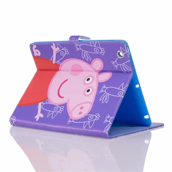 For Coque iPad Air Case Lovely Peppa Pig Flip Folio PU Leather Cover Case for iPad 5 iPad Air with Soft TPU Tablet child Skin