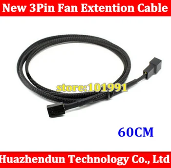 20pcs New 3Pin CPU fan extention cable 60cm deceleration Fan Cable with net 3 PIN