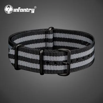 Infantry 20mm Watch Strap Stainless Steel Buckle Grey Black Nylon Fabric Band Straps New Strong Watchbands Bracelets
