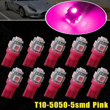 10X T10 5050 SMD 5 LED Wedge Tail Car Pink purple Bulb W5W DC 12V 24V Dome License Map Light W5W 158 192 194 168