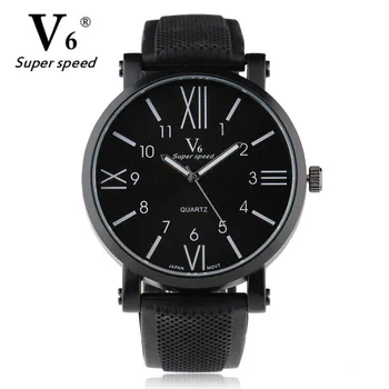 2016 New V6 Quartz Watch Men Luxury Oversize Design Silicone Band Military Mens Sports Watches Vintage Double Index Dial Casual