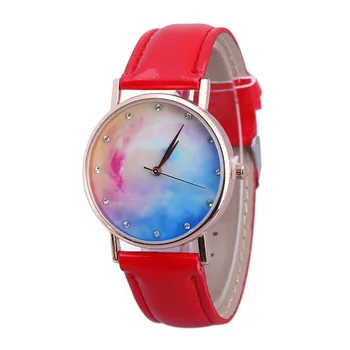 Unisex Sports Watches Quartz Analog Clock Relogio Feminino Simple Jewelry Watches For Women Starry Sky White Leather Lady Watch