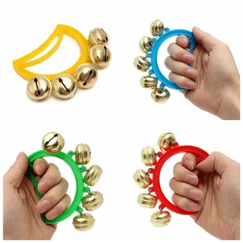 1pc Jingle Bells Handheld Sleigh Multi-Color Plastic-Metal 8.5x5.5cm Children Handbell Educational Toy Musical Instrument