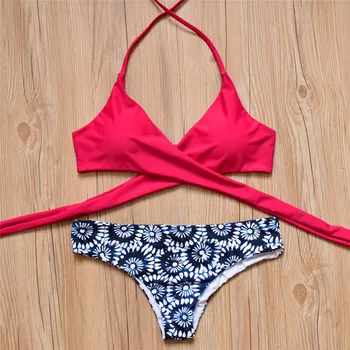 Newest Women Cross Bandage Bikini Brazilian Push Up Swimwear Halter Bikini Sets Swimsuit Summer Beach Swim Wear Bathing Suits