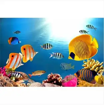 Underwater world 3D aquarium coral children's room guest room sofa TV background wallpaper mural
