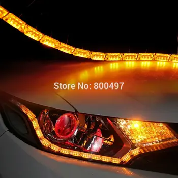 2 x Newest Universal 50CM Car Telescopic LED Strips Crystal Flexible DRL Daytime Running Light DRL with Turning Signal Lights