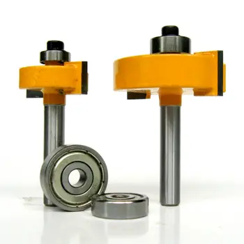 2 pc 1/4 Shank 1/2, 3/8 Rabbeting & Slotting Router Bit w/2pc Bearings Set woodworking cutter woodworking bits