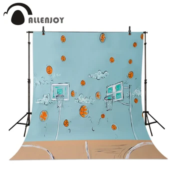 Allenjoy photo studio backdrop baby 6.5x10ft(200x300cm) Cartoon basketball court basketball vinyl background