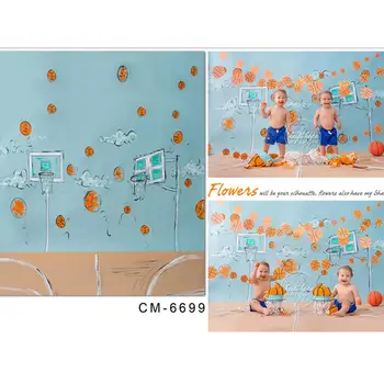 Allenjoy photo studio backdrop baby 6.5x10ft(200x300cm) Cartoon basketball court basketball vinyl background