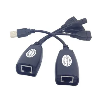 50pcs USB Keyboard Mouse Over RJ45 CAT5E CAT6 Cable Extension Extender 4 Ports Hub Cable Adapter , By Fedex DHL UPS