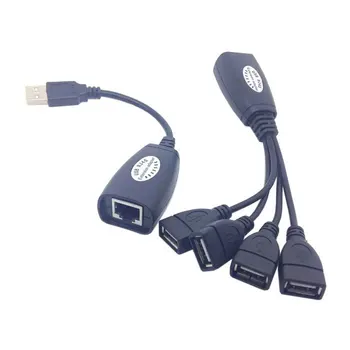 50pcs USB Keyboard Mouse Over RJ45 CAT5E CAT6 Cable Extension Extender 4 Ports Hub Cable Adapter , By Fedex DHL UPS