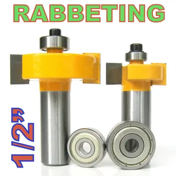 2 pc 1/2 SH 1/2, 3/8 Rabbeting & Slotting Router Bit w/2pc Bearings Set wood cutter woodworking bits wood milling cutter